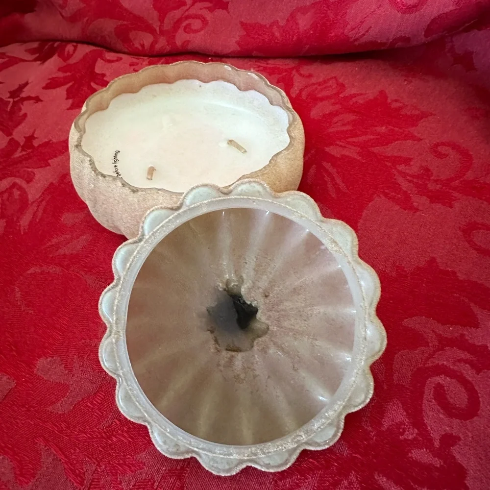 Velvety Decorative Tan Glass Pumpkin candle